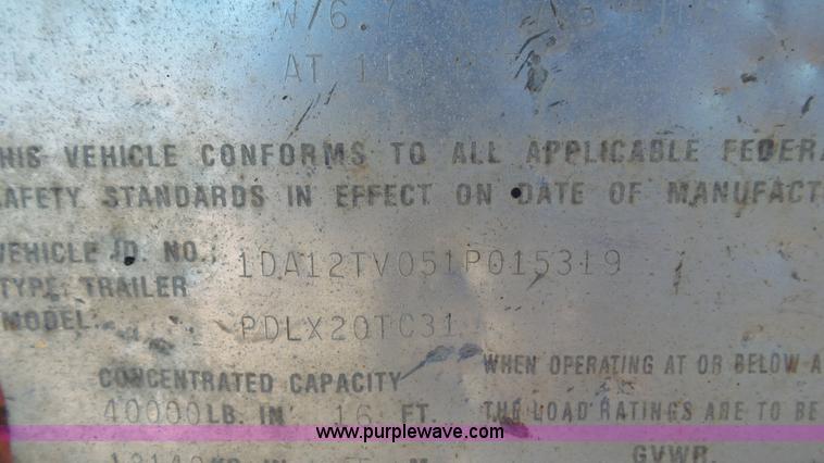 image for item J6200 2001 Trail Eze PDLX20TC-31 equipment trailer