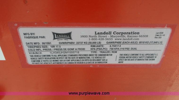 image for item J6205 1991 Landoll 345 equipment trailer
