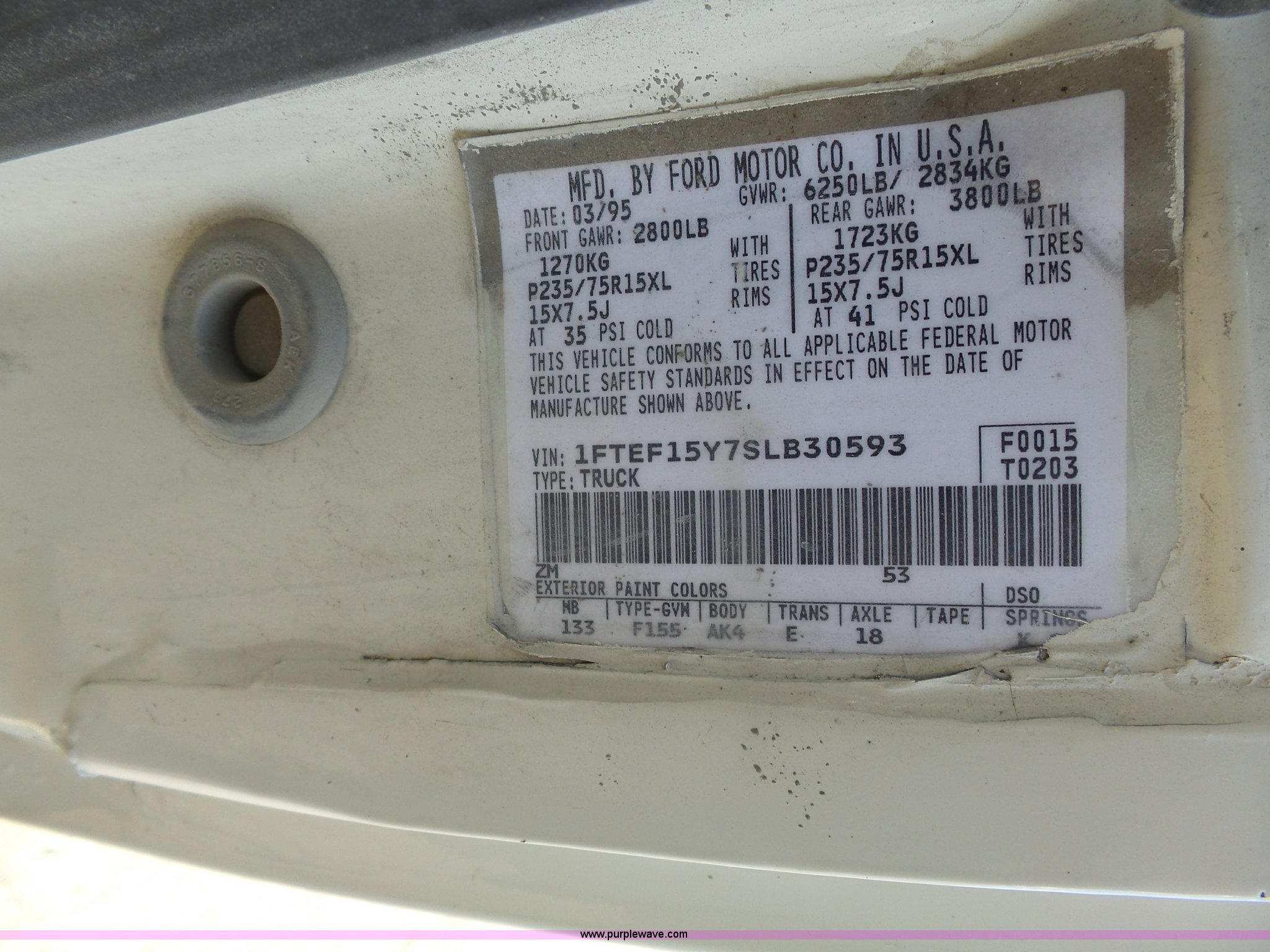 1995 Ford F150 XL pickup truck in Topeka, KS | Item J6298 sold | Purple