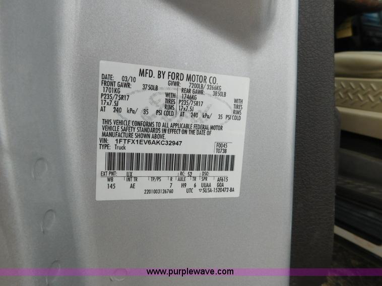 image for item L5864 2010 Ford F150 SuperCab pickup truck