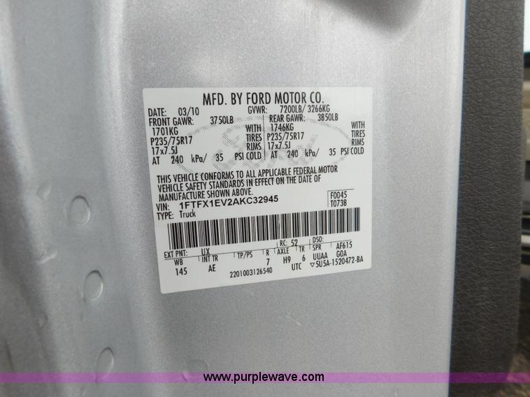 image for item L5865 2010 Ford F150 SuperCab pickup truck