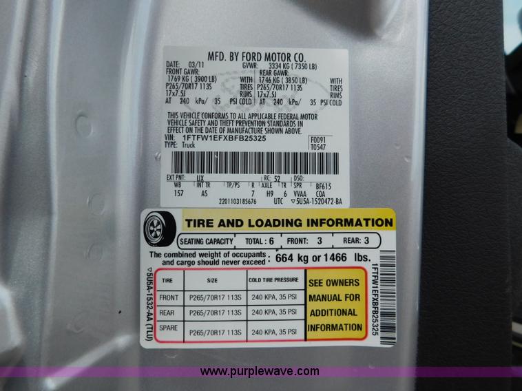 image for item L5873 2011 Ford F150 SuperCrew pickup truck