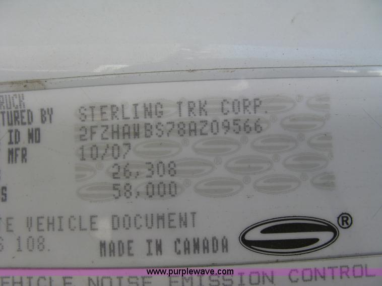 image for item J2907 2008 Sterling L8500 dump truck