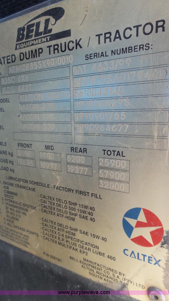 image for item K5039 1999 Bell B35C haul truck