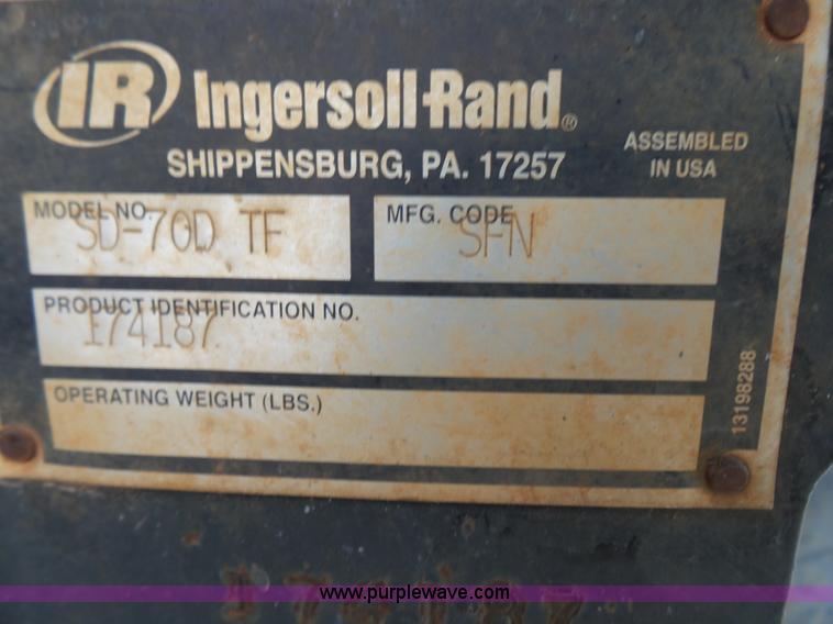 image for item L5433 2003 Ingersoll Rand SD-70DTF single drum vibratory roller