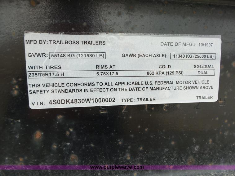 image for item L5586 1998 Trail Boss Paver Special drop deck trailer