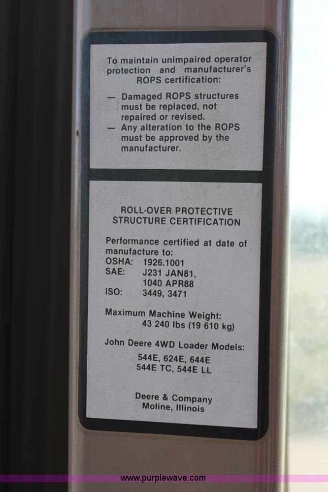 image for item L6839 1991 John Deere 544E wheel loader