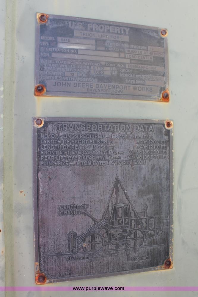 image for item L6839 1991 John Deere 544E wheel loader