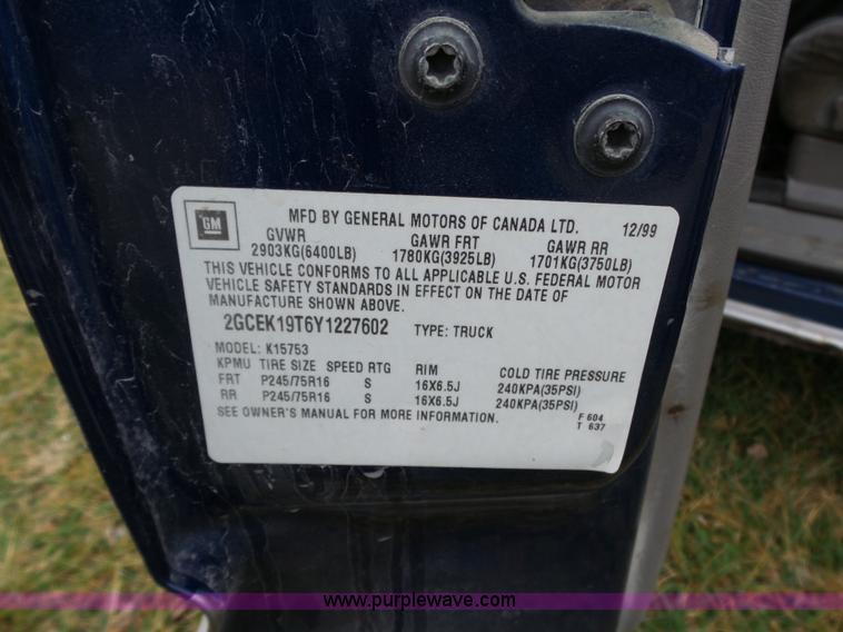 image for item BL9616 2000 Chevrolet Silverado 1500 Ext. Cab pickup truck