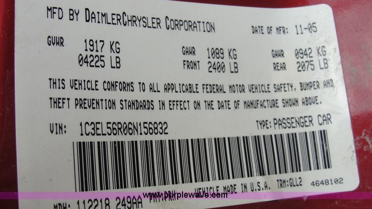 image for item F1215 2006 Chrysler Sebring