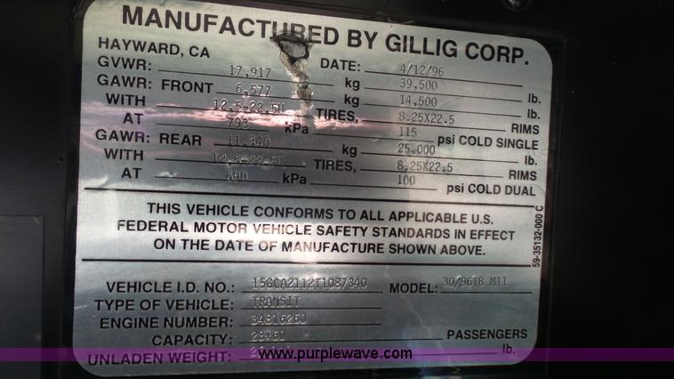 image for item K5004 1996 Gillig Phantom shuttle bus