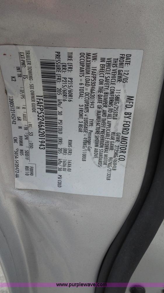 image for item K5095 2006 Ford Taurus SE