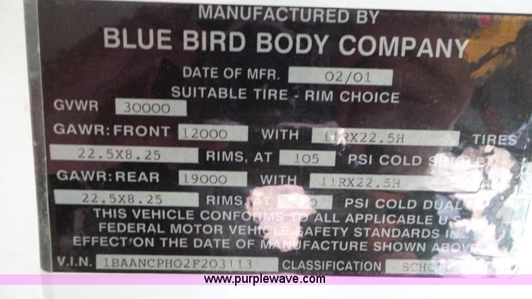 image for item K6830 2002 Blue Bird TC2000 school bus