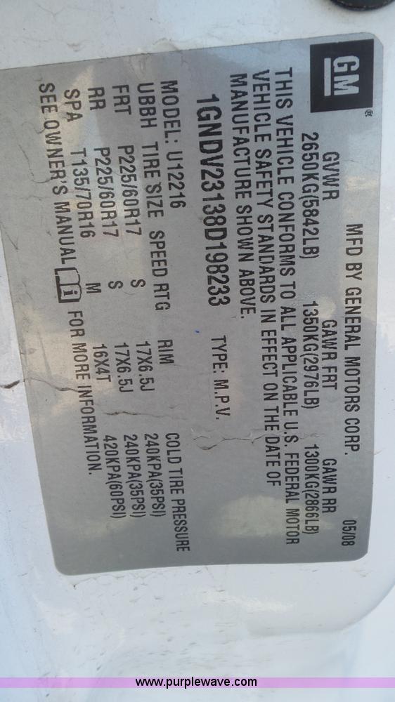 image for item K6875 2008 Chevrolet Uplander