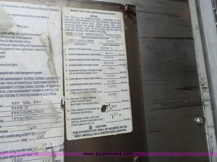 image for item L3723 2005 Freightliner Business Class M2 ambulance