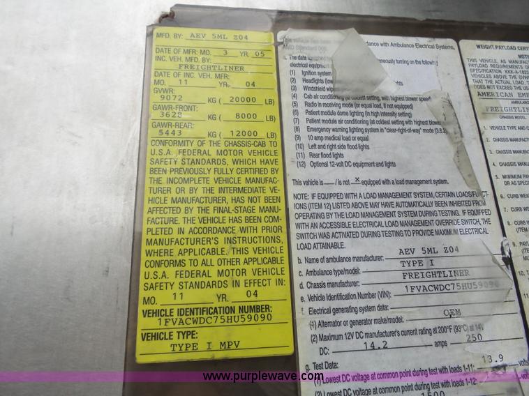 image for item L3723 2005 Freightliner Business Class M2 ambulance