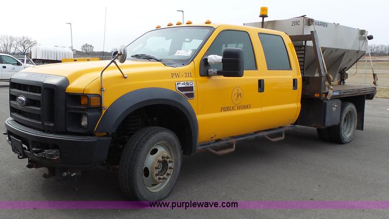 image for item L3727 2008 Ford F450 Super Duty XL Crew Cab flatbed truck