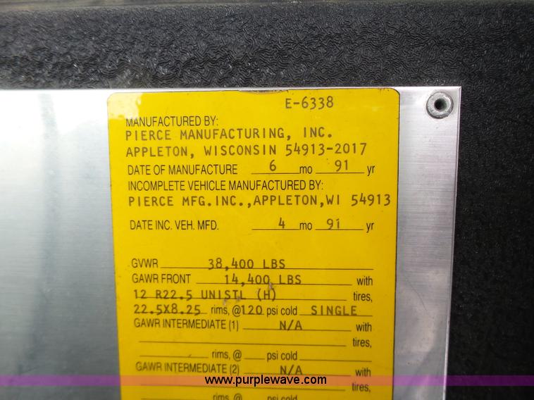 image for item L7130 1991 Pierce Crew Cab fire truck