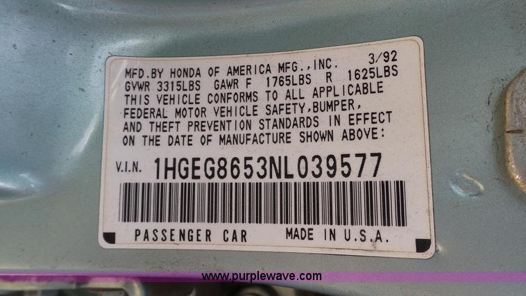 image for item AO9893 1992 Honda Civic LX