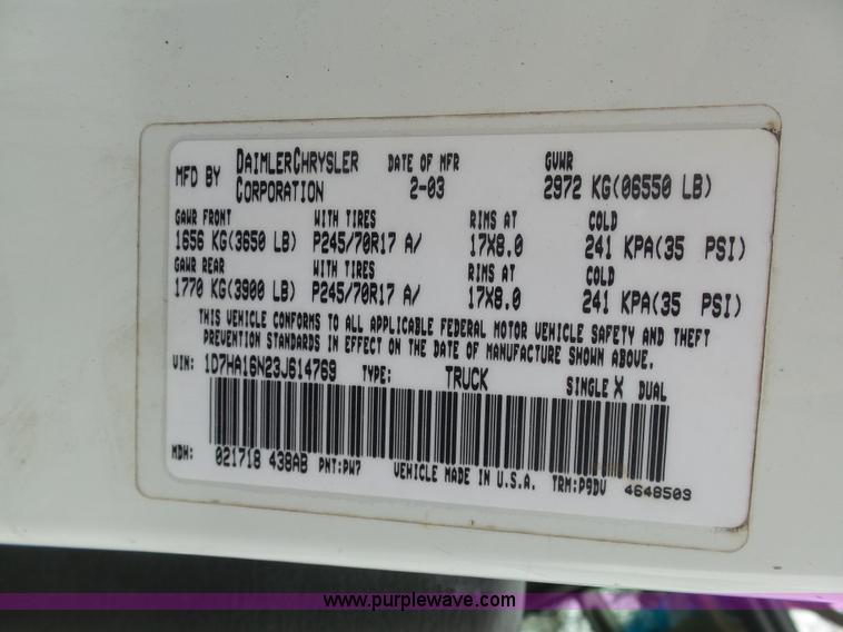 image for item BI9208 2003 Dodge Ram 1500 pickup truck