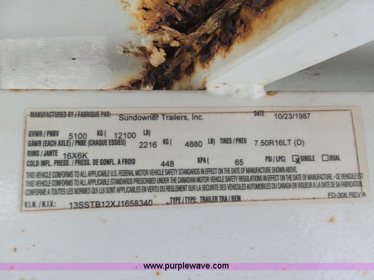 image for item BI9215 1988 Sundowner horse/car enclosed trailer