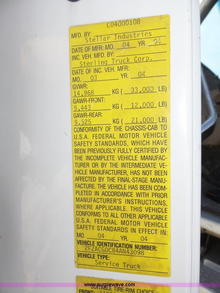 image for item J8937 2004 Sterling Acterra cab and chassis