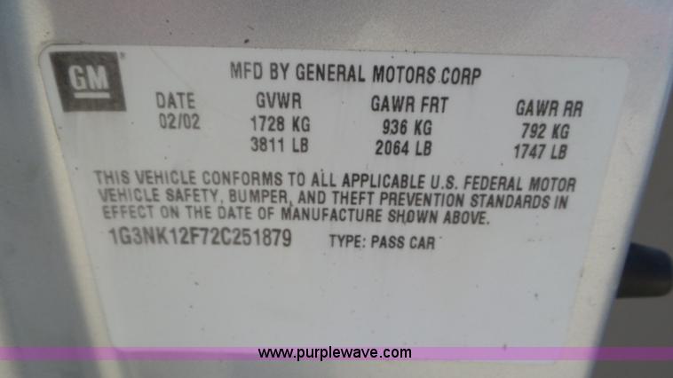 image for item K6886 2002 Oldsmobile Alero GX