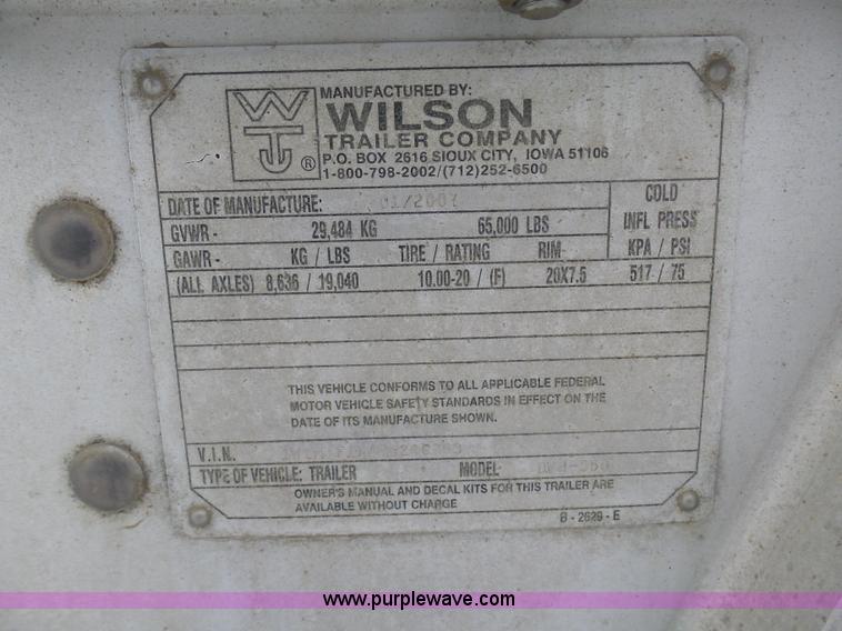 image for item BH9426 2007 Wilson DWH-550 double hopper grain trailer