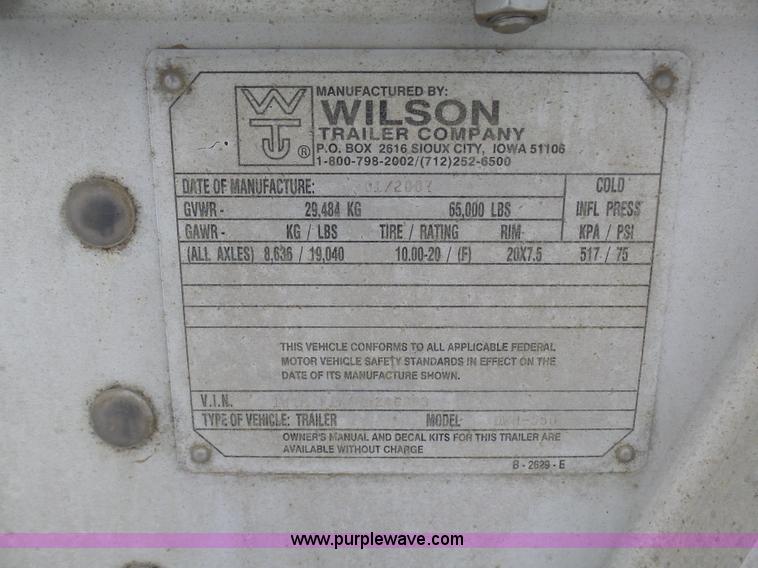 image for item BH9426 2007 Wilson DWH-550 double hopper grain trailer