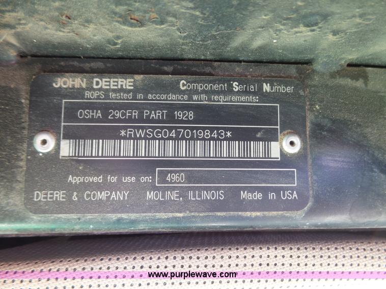 image for item J6187 1992 John Deere 4960 MFWD tractor