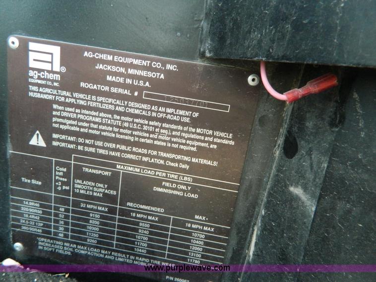 image for item L7342 2001 Ag-Chem RoGator 1254 self-propelled applicator