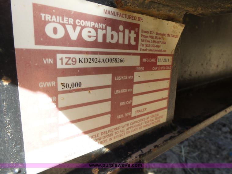 image for item BL9577 2011 Overbilt tilt deck trailer