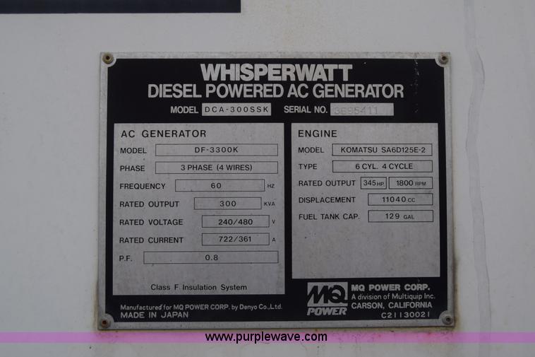 image for item BX9887 Multiquip Whisperwatt AC generator