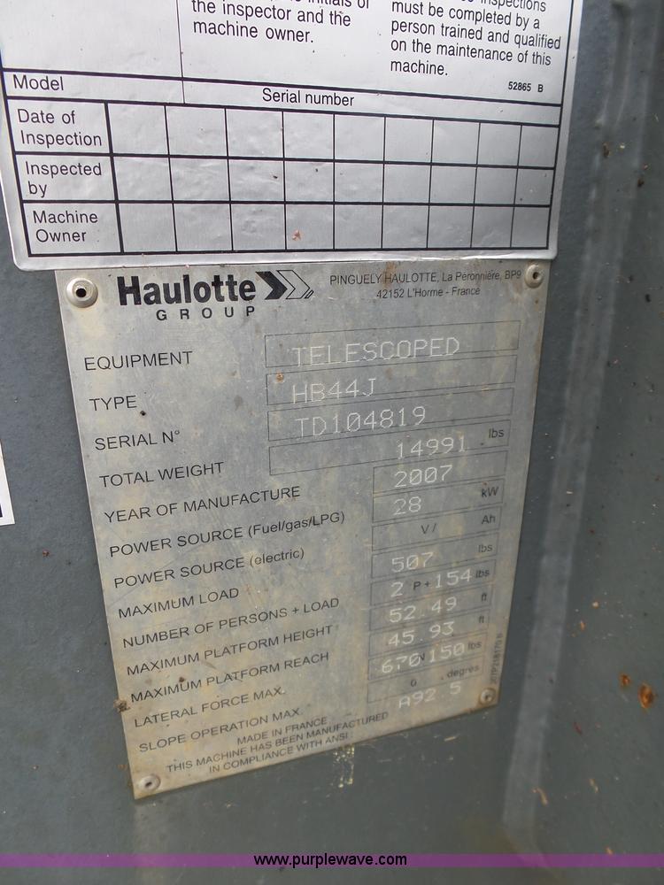 image for item K1302 2007 Haulotte AB445 boom lift