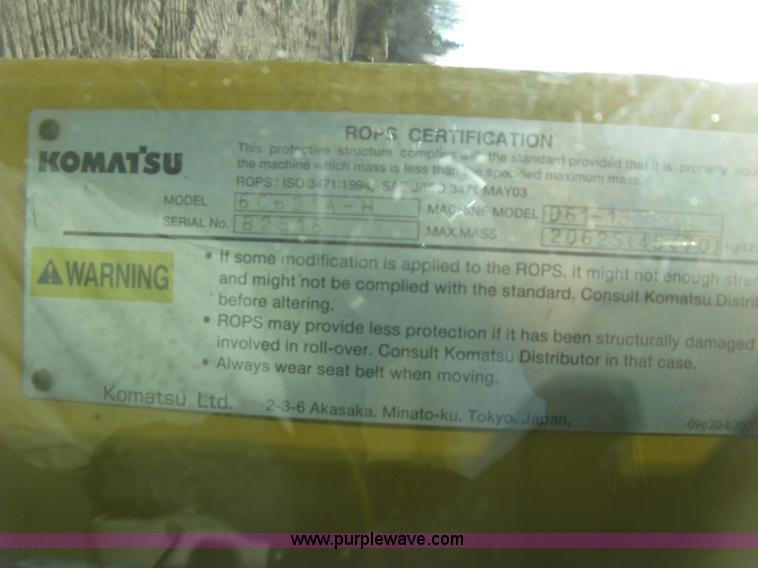 image for item J2864 2006 Komatsu D61EX-15 dozer