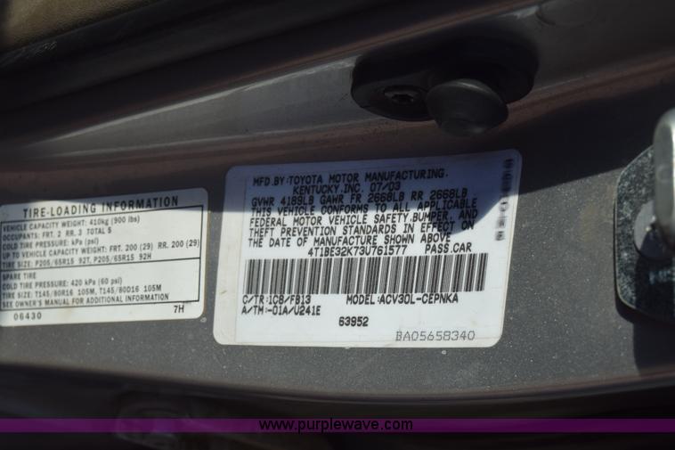 image for item K8516 2003 Toyota Camry