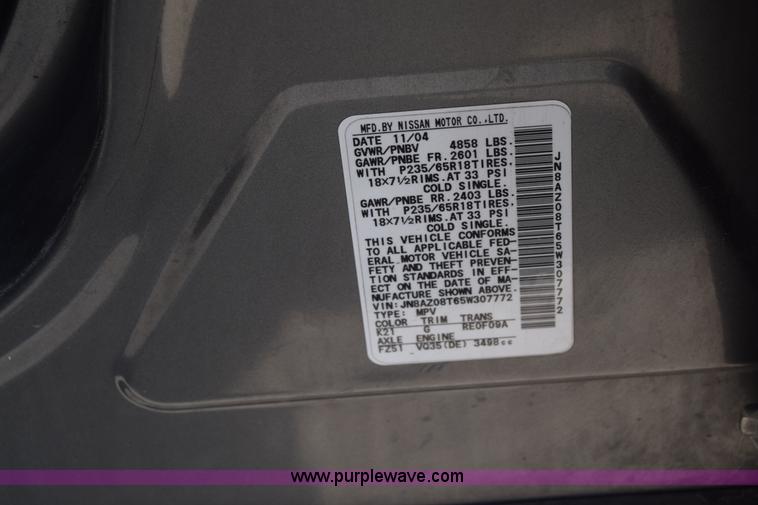 image for item K8528 2005 Nissan Murano SUV
