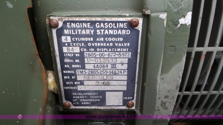 image for item AV9805 1968 U.S. Army generator