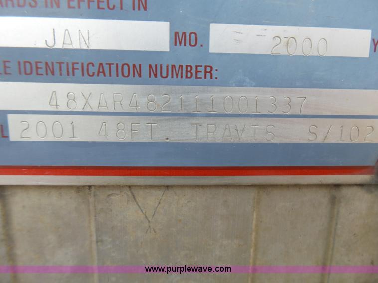 image for item L5462 2001 Travis S/102 walking floor trailer