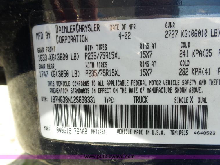 image for item L5485 2002 Dodge Dakota Sport Quad Cab pickup truck