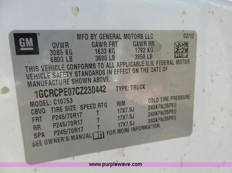 image for item L5603 2012 Chevrolet Silverado 1500 Ext. Cab pickup truck