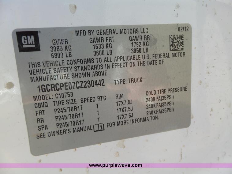 image for item L5603 2012 Chevrolet Silverado 1500 Ext. Cab pickup truck