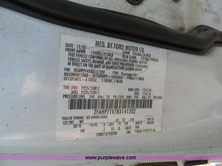 image for item L7344 2008 Ford Crown Victoria Police Interceptor