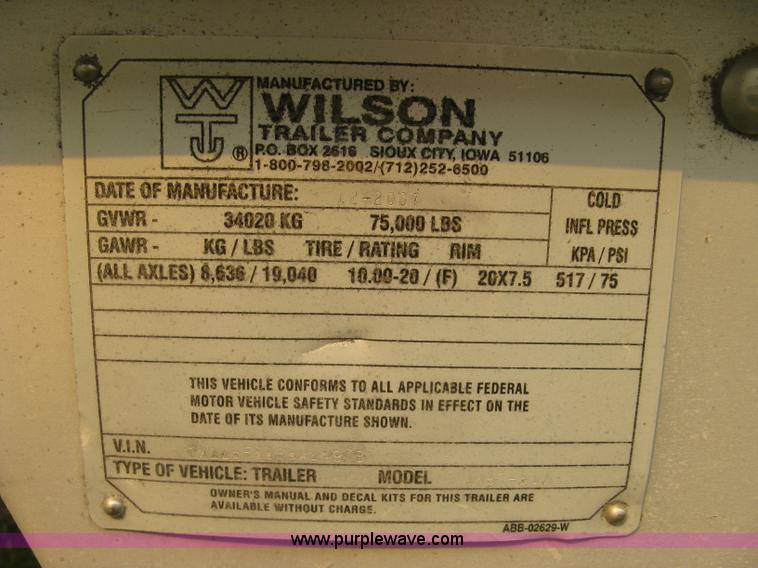 image for item J2848 2008 Wilson DWBT-600 Patriot belt trailer