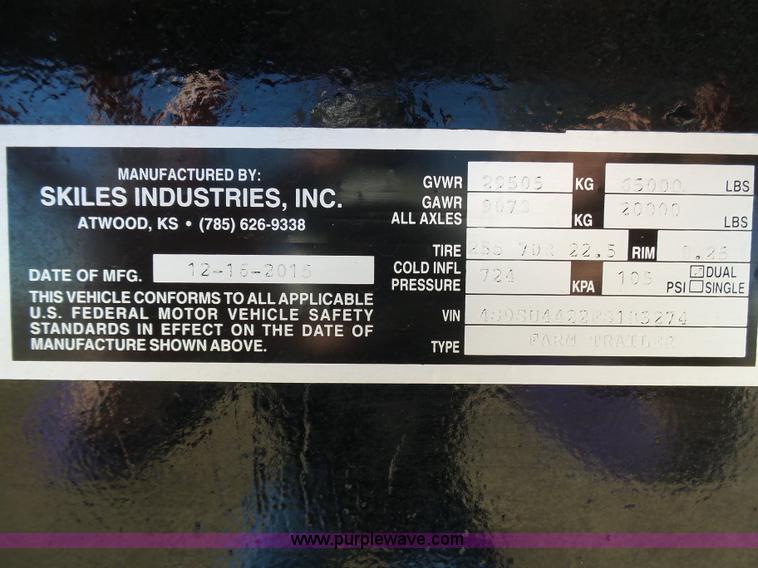 image for item J6149 2016 JD Skiles Pit Stop equipment trailer