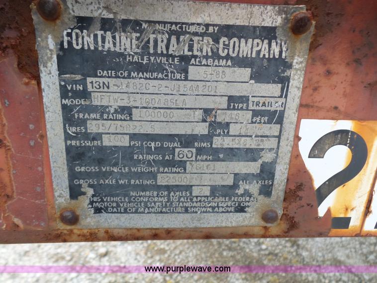 image for item K1288 1988 Fontaine HFTW310048SLA flatbed trailer
