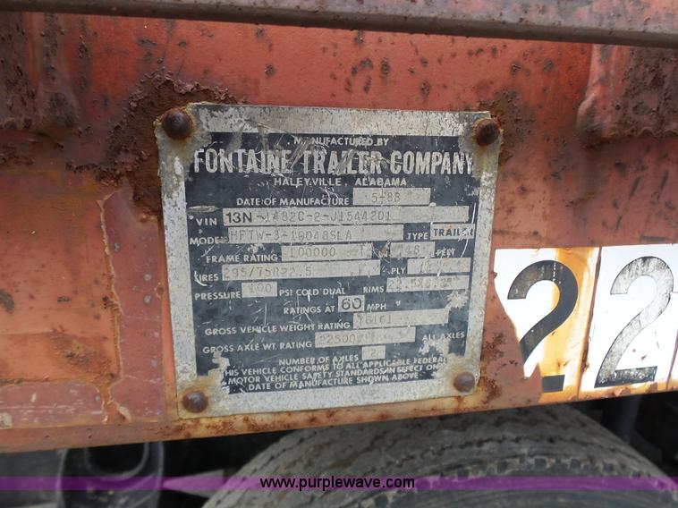image for item K1288 1988 Fontaine HFTW310048SLA flatbed trailer