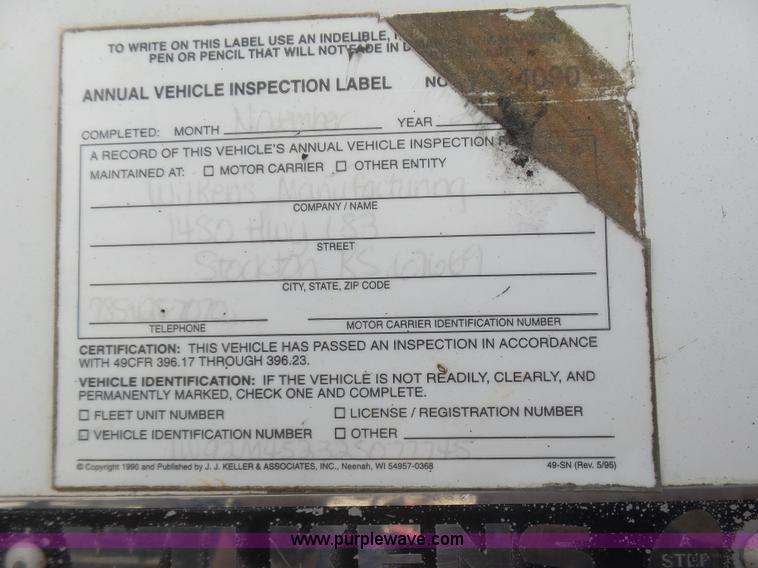 image for item L5794 2002 Wilkins OK2YA-2615-CFOA commodity trailer