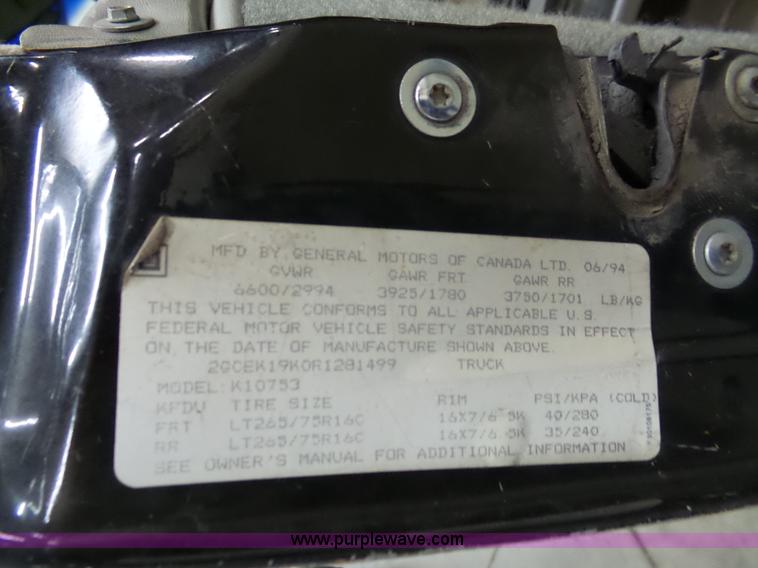 image for item J4151 1994 Chevrolet Silverado 1500 Ext. Cab pickup truck