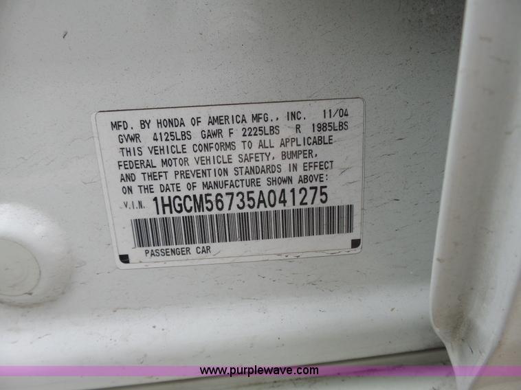 image for item J4244 2005 Honda Accord EX